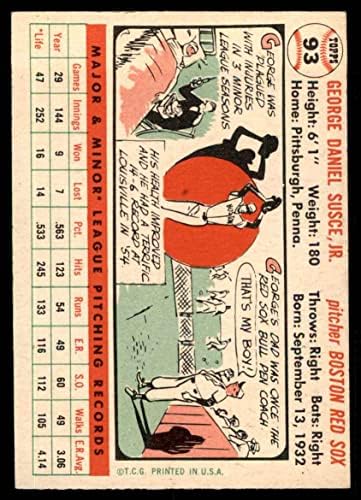 1956 טופס בייסבול 93 ג'ורג 'סוסס בוסטון רד סוקס מעולה גב מעולה