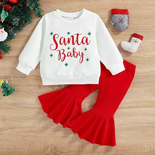 פעוט תינוקת תינוקת חג המולד תלבושת פעמון תחתונים סנטה סווטשירט סווטשירט חולצות שרוול ארוך מכנסי