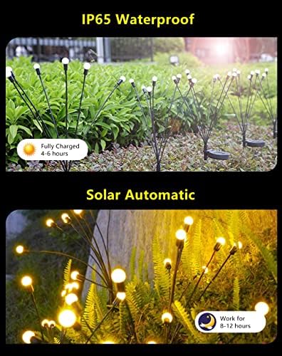 Shunbenzm אורות גן סולאריים, 6 חבילות 6 LED אורות גחלילית מופעלת סולארית, אורות סולאריים חיצוניים אטומים