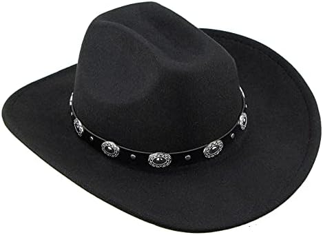 קלאסי מערבי-קאובוי - כובע גברים נשים רחב ברים בוקרת כובעי הרגיש פדורה כובע