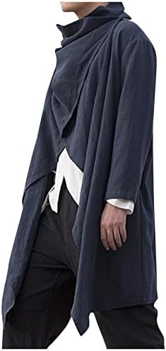 Ekvahl Mens אופנה כותנה מזדמנים פשתן ארוך גלימה לא סדירה שכמייה מעילי שרוול ארוך לגברים