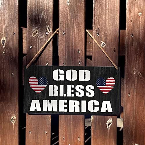 סימן אמריקאי פטריוטי בית מתנה בית חווה אלוהים יברך אמריקה שלט תלייה מעץ לוח עיצוב אמנות קיר כפרי לקישוט הבית 12