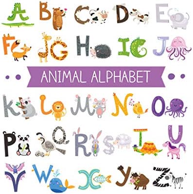 מדבקות קליפות חדר בעלי חיים משתלת אלף -בית אלפבית לילדים לילדים ABC עיצוב בית מדבקות מקדימות