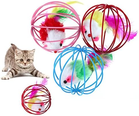 צעצועי חיות מחמד חמודים בכדור שריטות חתול, כלוב עכבר צבעוני, צעצועים מצחיקים צעצוע טיזר חתול, אספקת