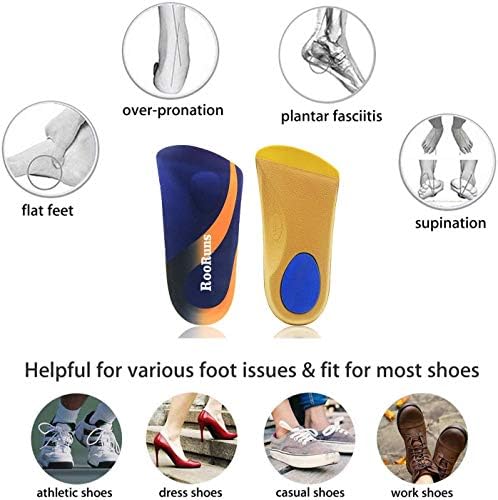 תמיכה לקשת, רורונים 3/4 תוספות נעליים אורתוטיות לפרונציה יתר, פלנטרי פאסיטיס, הקלה בכאבי עקב, מדרסים לתמיכה