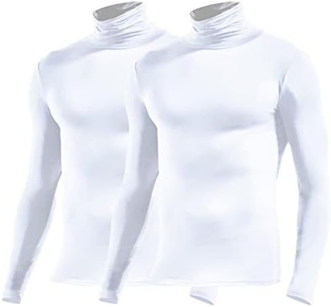 צמרות גברים צווארון גבוה בגדי סתיו חמים שרוול ארוך חולצת בסיס נוחה חולצה מוצקה צבע 2 חבילה