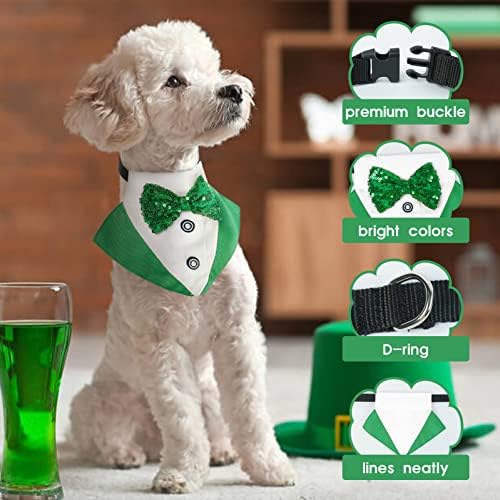 כלב כלב פטריק פטריק טוקסידו, צווארון ירוק לחיות מחמד תלבושות כלב מתכוונן כלב בנדנה קוספליי צעיף כלבים, אירי לבוש