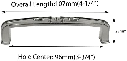 סדרת טיטוס של Modket Titus מוצקה מסורתית ארון מטבח קלאסי ידית משיכה-4-1/4 אורך כולל, מרכזי חור 3-3/4, ניקל מוברש-חבילה