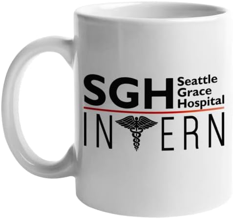 גריי האנטומיה סיאטל גרייס בית חולים מתמחה רופא לוגו לבן ספל חידוש ספל 11 עוז קפה תה מצחיק עבור נשים גברים