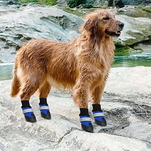 נעלי כלבים אורביות, 4 יחידות חורף מגפיים עליונים גבוהים חיצוניים אטומים למים ונעלי מחמד ללא החלקה לכלבים בינוניים