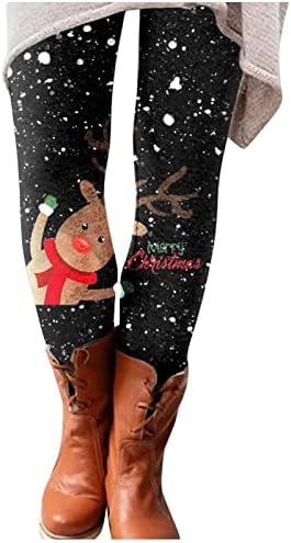 חותלות לחג המולד נשים אולטרה אולטרה חותלות מוברשות רכות מכנסי טייץ של איש שלג מכנסיים אימון מותניים גבוהים