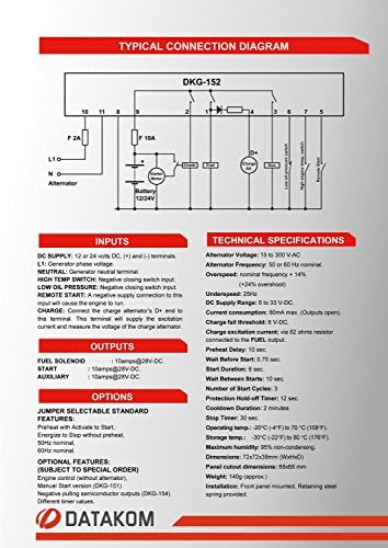 DATAKOM DKG-152 גנרטור מרחוק לוח בקרה מרחוק/יחידה/בקר