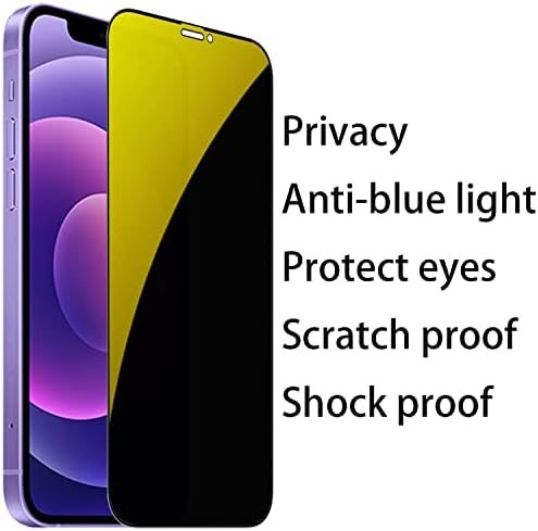 2 יחידות פרטיות אנטי כחולה חליפת זכוכית מחוסמת לאייפון 12 / אייפון 12 מראה פרו מגן מסך אנטי ריגול