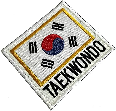 BR44 AM0257T01 - טאקוונדו דרום קוריאה דגל טלאי רקום לאדים, קימונו, ברזל או תפור