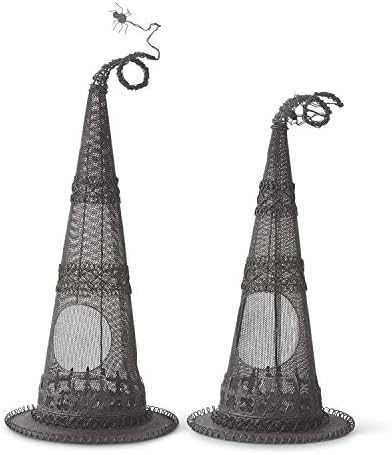 K & k פנים 41291a סט של 2 כובעי מכשפות רשת נצנצים עם זכוכית הצבעה, שחור