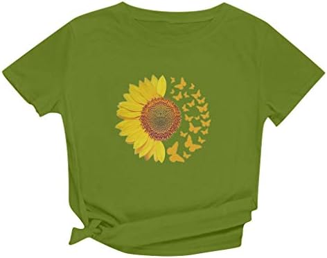 חולצת טי קיץ Vifucz לנשים Teen Y2K חמניות חולצה חולצה פרחונית חולצת שרוול קצרה חולצת פסחא חולצת