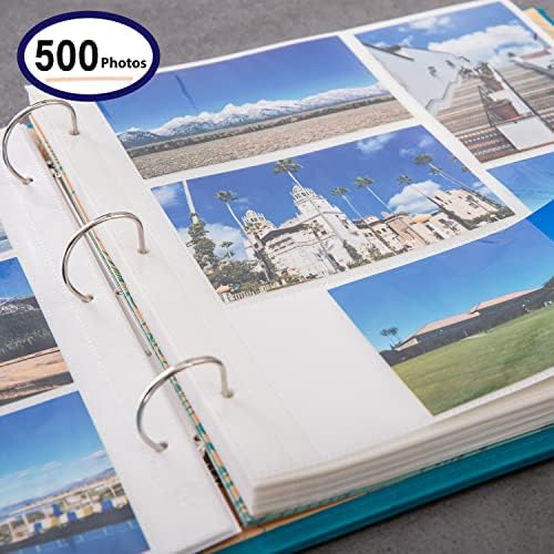 אלבום תמונות COFICE 4x6 - ספר אלבום תמונות גדול עם 3 טבעות טבעות, אינדקס וגיליונות מחיצות -