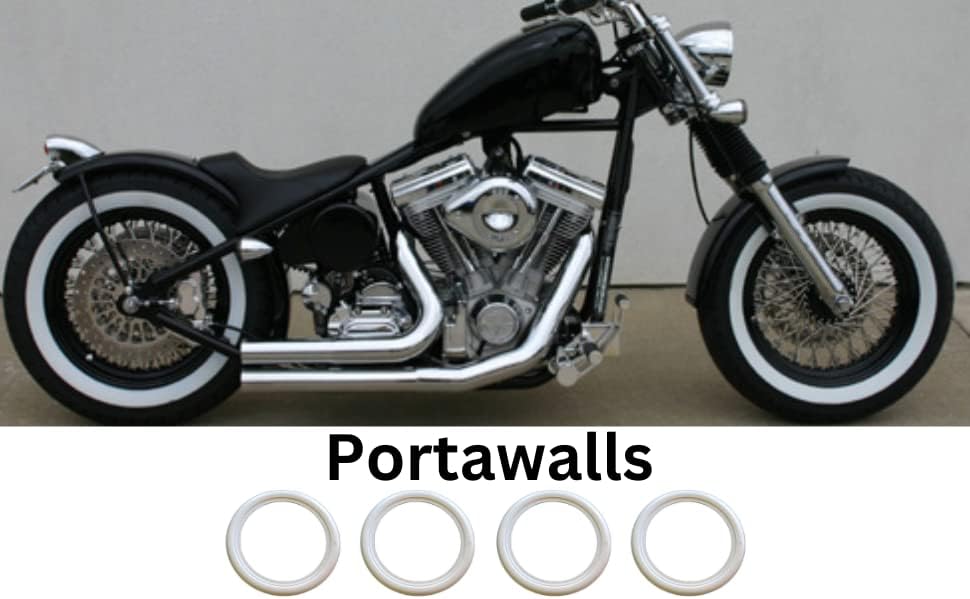 צמיג אופנועים פורטוול 18 אינץ 'צמיג קיר לבן הכנס חישוקי קיר צד קיר של 4. 18 חישוקים סט טבעת גומי צדדי/אופנועים