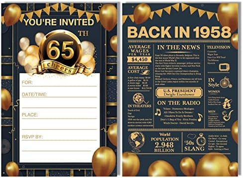 YIGAUE כסף זהב אמיתי הזמנות למסיבת יום הולדת 65, עוד בשנת 1958 מזמין הזמנות ליום הולדת 65 נצנצים