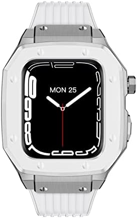 Texum for Apple Watch Series 7 סגסוגת צפייה מארז 44 ממ 42 ממ 45 ממ מגומי מתכת יוקרה גומי נירוסטה