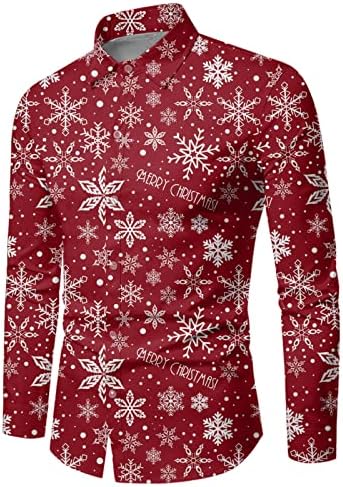 חולצות חג מולד של Wybaxz לגברים סתיו סתיו חורף חג המולד שרוול ארוך הדפס מלא אווירה מיוחדת מצחיקה