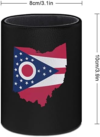 אוהיו מדינת דגל מפת עור מפוצל עיפרון מחזיקי עגול עט כוס מיכל דפוס מארגן שולחן עבור משרד בית