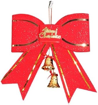 קישוט עץ חג המולד עניבת פרפר אדומה בגדול 13 סמ עם חלוקת מכוניות תליון בל