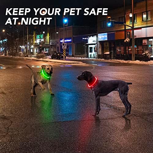 2 חבילות LED צווארון כלבים, USB נטען צווארוני כלבים נטענים, בטיחות זוהר צווארוני כלבים בסיסיים להליכה בלילה,