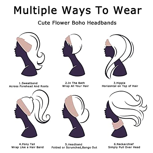 סטגדק בוהו רחב סרטי ראש לנשים אופנה למתוח שיער להקות עניבת צבע מסומנות ראש להקות יוגה ריצה אלסטי סרט אופנתי