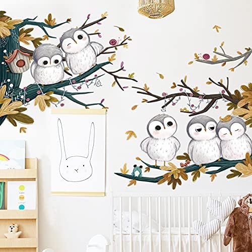 מדבקות קיר Covpaw עיצוב בית 5 ינשופים על עץ ענף ילדים משתלה