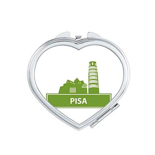 PISA איטליה ירוק ציון דרך דפוס מראה הגדלת נסיעות ניידת איפור כיס כף יד