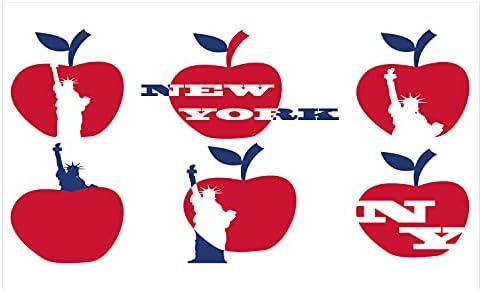 מחזיק מברשת שיניים קרמיקה, תפוח אדום עם עלים כחולים בניו יורק טקסט וחירות, דקורטיבי רב -תכליתי