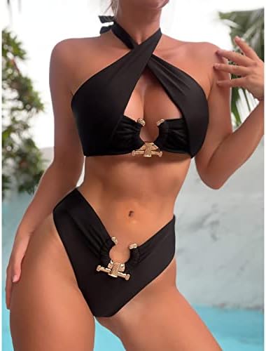 סטים של ביקיני הלטר לנשים שני חלקים סקסית לבוש ים עלייה נמוכה אופנה קיץ אופנה סולידית בגדי ים בגדי חוף לבגדי