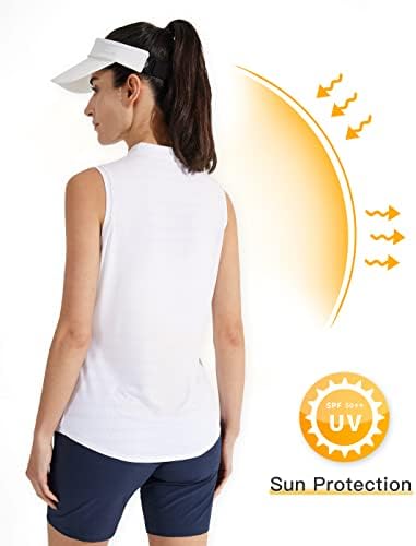 ליבין חולצות פולו גולף ללא שרוולים לנשים עם רוכסן UPF 50+ גופיות אתלטיות גופיות קלות טניס חולצות לנשים
