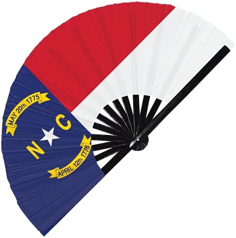 צפון קרוליינה דגל ארהב מדינה מתקפל מאוורר כף יד, מדינות אמריקאיות דגלו מאוורר יד גדול במבוק, סאטן