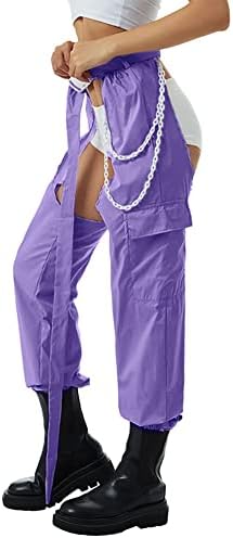 מכנסי מטען אופנתיים מכנסי טרנינג עליסטים מכנסיים משופפים מכנסיים צבעוניים בצבע אחיד בלוק צבע