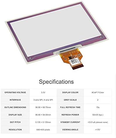 WAVESHARE 4.01 אינץ 'צבעוני E-Paper תצוגה דיו אלקטרונית 640 × 400 ACEP 7-צבעים EINK תצוגה גולמית