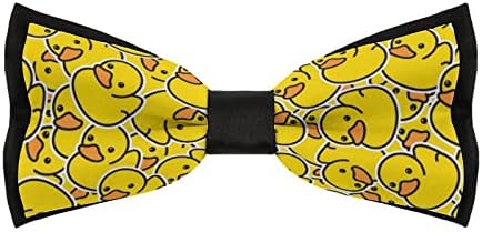 WeedKeycat דפוס ברווז צהוב גומי צהוב של גברים מצחיקים עניבת פרפר פרפר מתכווננת עניבת עניבה למסיבת חתונה