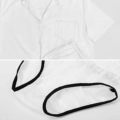 Weedkeycat Bauhaus דפוס סגנון תלבושות חוף לגברים 2 חלקים כפתור הוואי מטה חולצה קצרה שרוול ומכנסיים