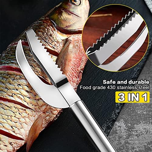 סכנת דגים סכין חיתוך חפירות חפירה 3 ב -1, מסיר סכין דגים מפלדת אל חלד מסיר סכין דגים, קולפן דגים רב תכליתי