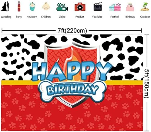 7 * 5 רגל אדום כלב כפה שמח מסיבת יום הולדת באנר צילום תפאורות עבור ילד בנות רקע תא צילום אבזרי קישוטים עבור תינוק