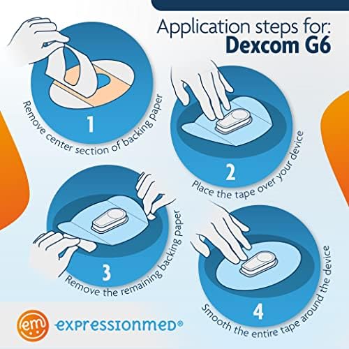 ביטוי - תיקון דבק עבור dexcom g6 - מיוצר בארצות הברית, אטום למים, גיבוי מפוצל, קלטת CGM