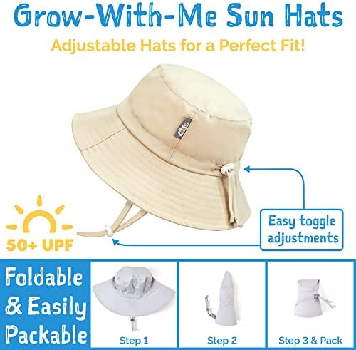 יאן & יולי 50+ כובעי שמש כותנה מתכווננים לילדים פעוטות לתינוקות