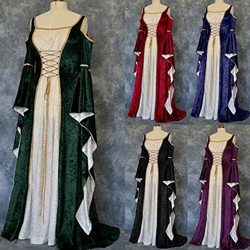 נשים של ימי הביניים שמלה, נשים גותי רטרו שמלת בציר אונליין שמלה פרחוני הדפסת כדור שמלות שמלות שמלת רצפת