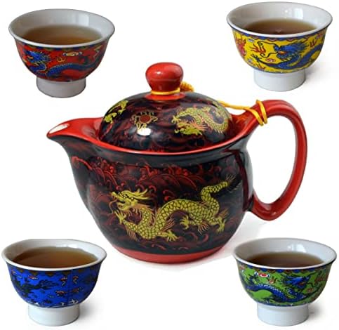 חרסינה קומקום סין 12 oz דרקון נירוסטה פלדת תה 4 יחידות gongfu infuser לתה רופף