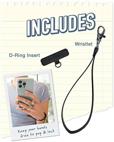 צמיד טלפון חכם-קייס קלינגר-מחזיק אייפון אוניברסלי עם לולאת רצועת יד ניתנת להסרה-עור טבעוני שחור