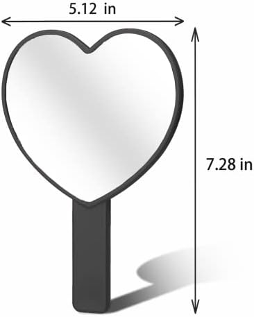 Topyhl 2PCS מראה איפור בצורת לב, מראה כף יד לטיול מראה קוסמטית אישית ניידת עם ידית