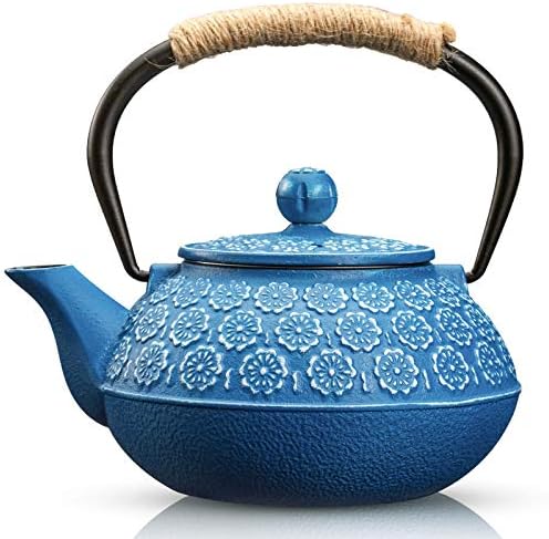 קומקום ברזל יצוק של סוטיא, 30oz/900 מל סיר תה טטסובין יפני עם חומר עולה לשקיות עלים ותה, קומקום תה מצופה בפנים