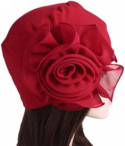 נשים כובע כפה של טורבן עם פרח כפה נמתחת טורבן לבוש ראש אלסטי עטיפת ראש כימותר