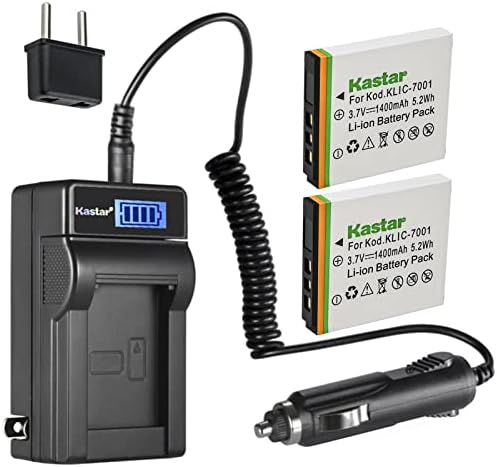 Kastar 1-Pack KLIC-7001 סוללה ומטען LCD AC תואם ל- Kodak Easyshare M1063, EasyShare M1073 IS, EasyShare
